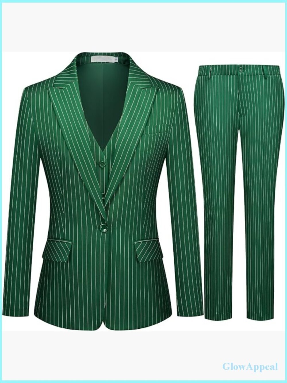 Women's 3 Piece Striped Suit Set Blazer Vest Pants Slim Fit